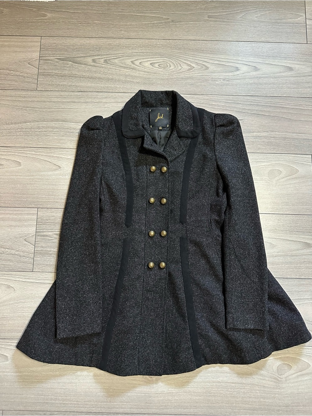 Jack by BB Dakota Dark Charcoal Military Coat Pea Coat Academia Size Small - Picture 9 of 13